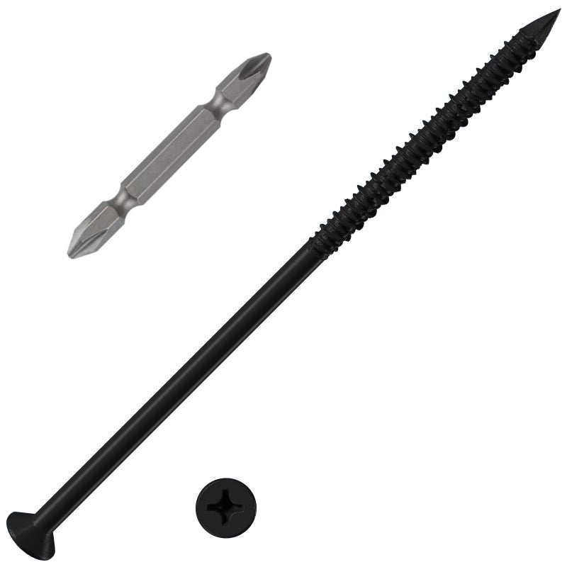 WenSilon(30 PCS) 1/4"" x6 Black Concrete Screw Anchor Black Flat Head for Anchoring to Masonry, Block or Brick Stucco - Image 1